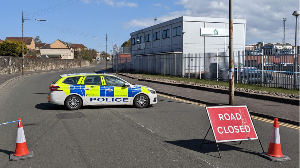 Police at the scene on Wednesday