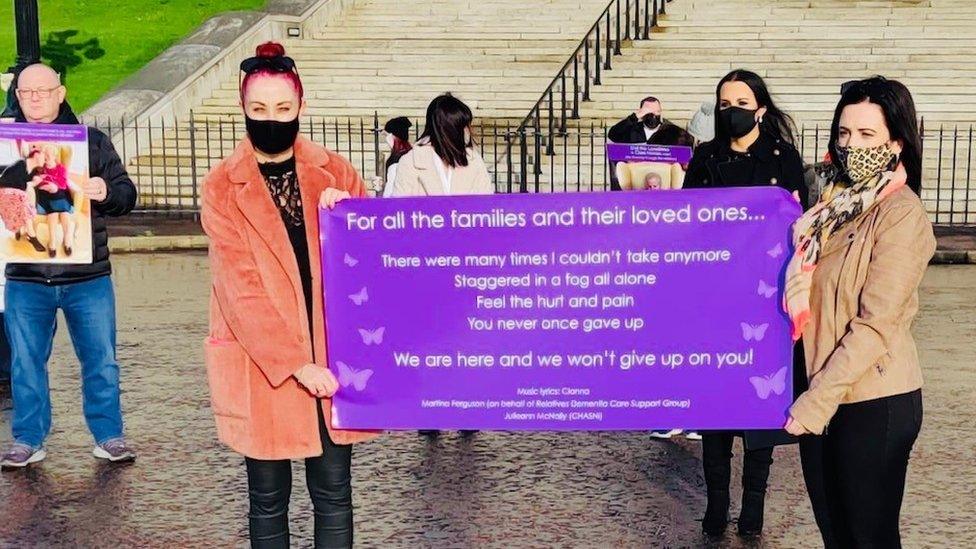 The protest took place at the steps of Stormont