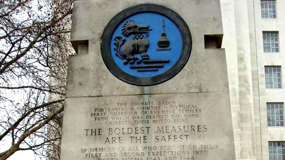 Crest of the Chindit unit on the memorial