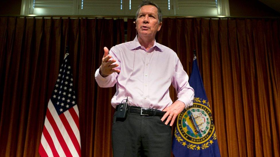 Republican presidential candidate, Ohio Gov. John Kasich speaks during a town hall-style campaign event, Thursday, Nov. 12, 2015, at the RiverWoods Retirement Community in Exeter, N.H. (AP Photo/Robert F. Bukaty)