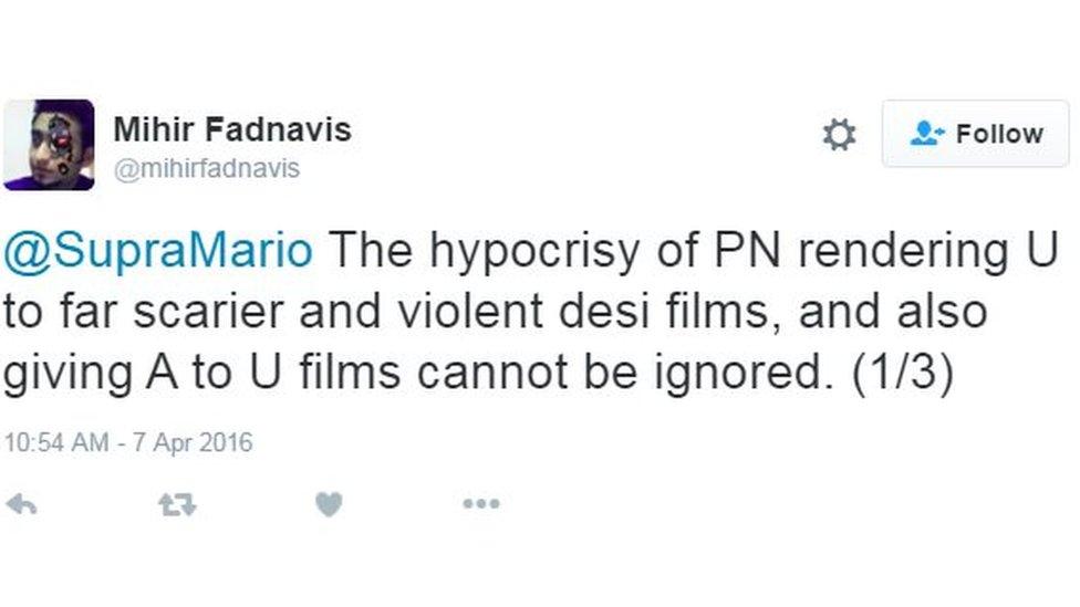 @SupraMario The hypocrisy of PN rendering U to far scarier and violent desi films, and also giving A to U films cannot be ignored. (1/3)