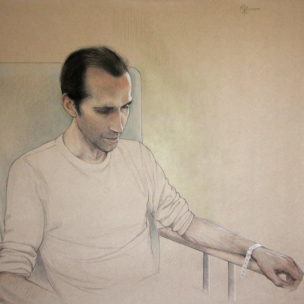 Portrait by Virginia Colley entitled 'Chris in hospital'