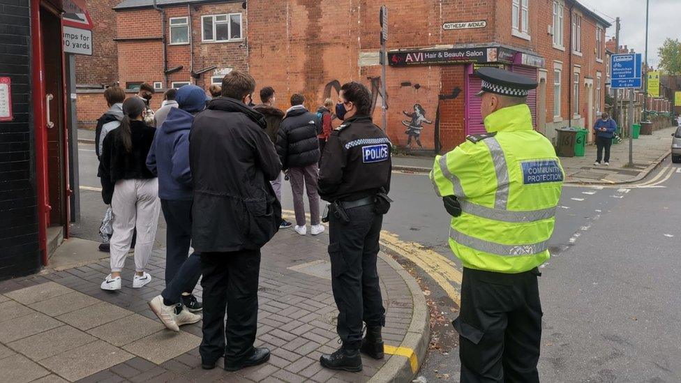 People visiting Banksy art on Saturday