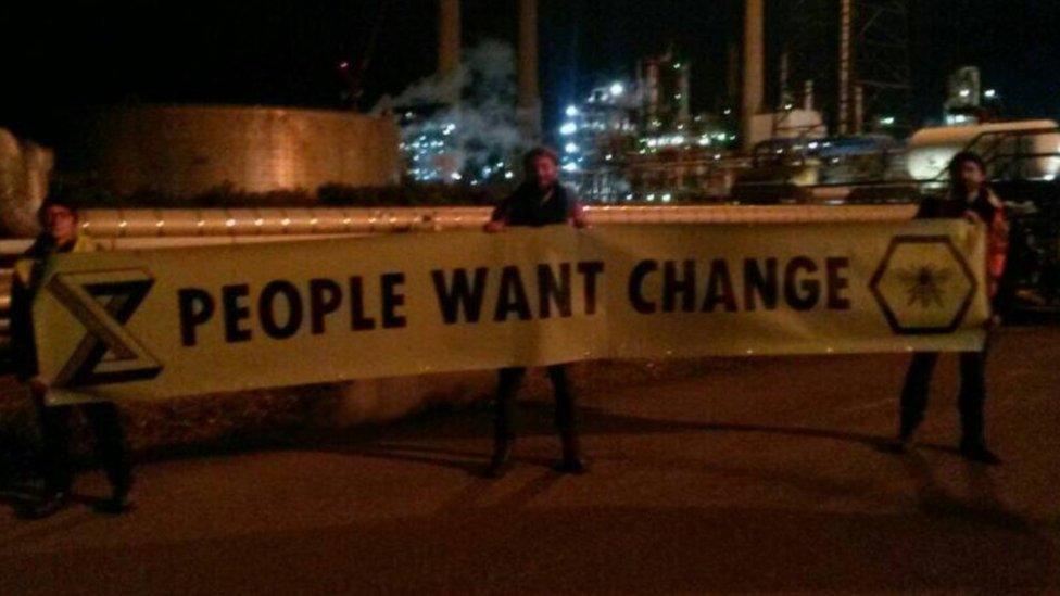 olympians-among-protesters-blocking-fawley-oil-refinery-bbc-news