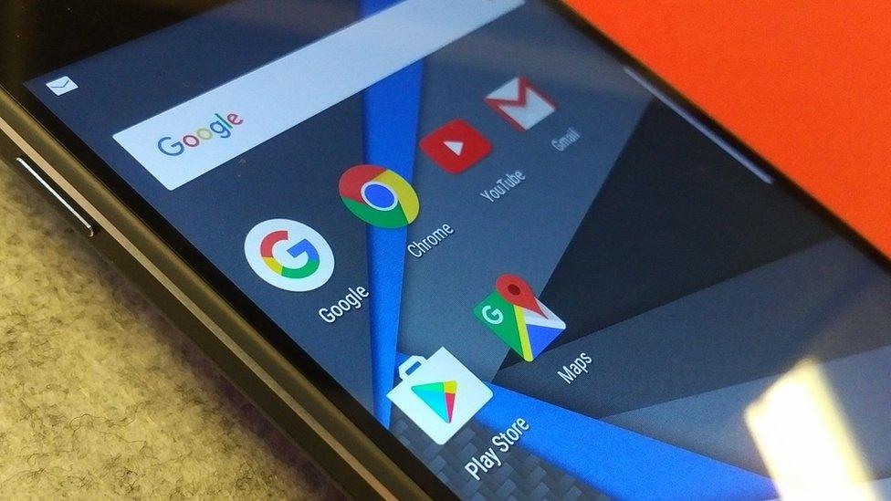 Google apps on a smartphone