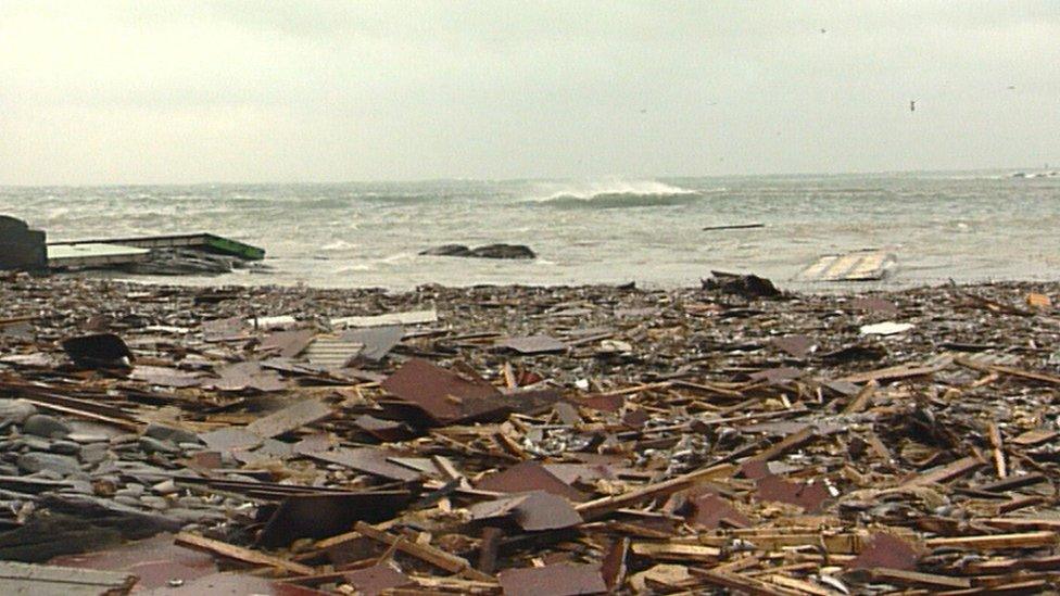 debris from the wreck washed up on Bressay