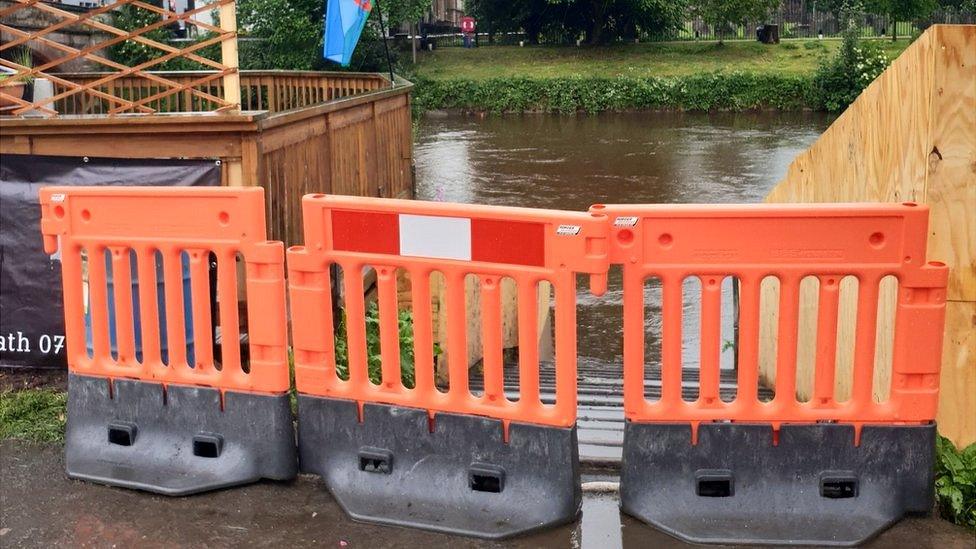 Barriers in place at the River Eden ramp