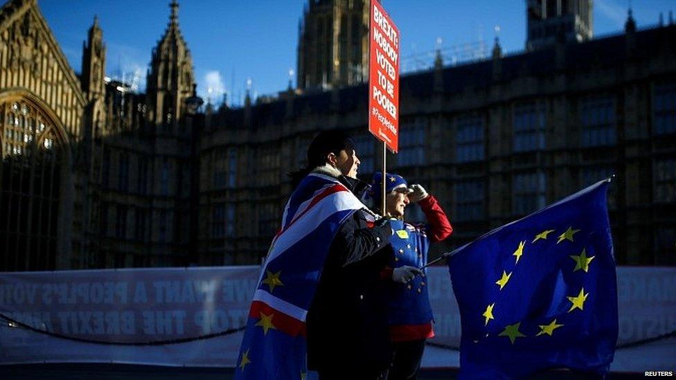 Anti-Brexit supporters outside Parliament