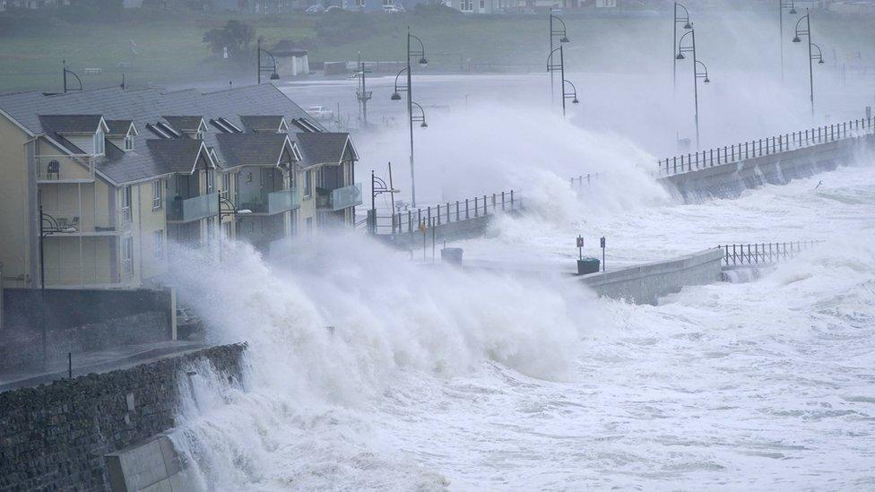 Waves caused by Storm Agnes in County Waterford