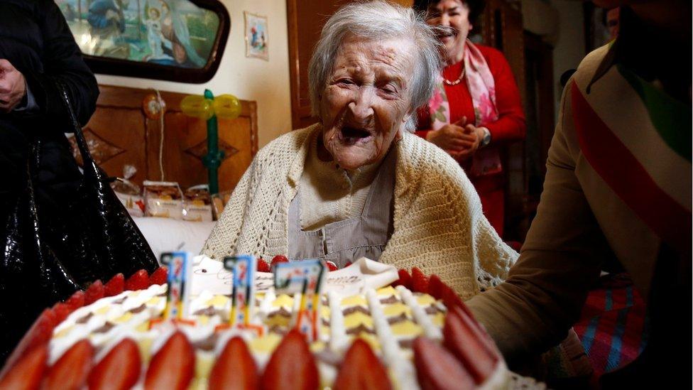 Emma Morano with her birthday cake on 29 Nov 2016