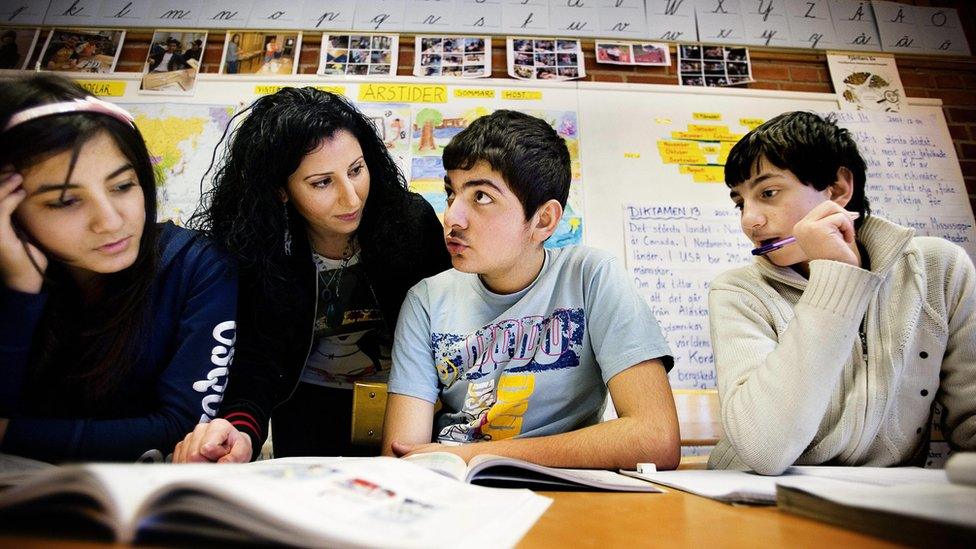 Iraqi children at a Swedish school