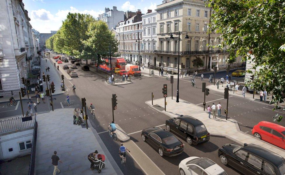 CGI proposal of Portland Place/Devonshire Street junction