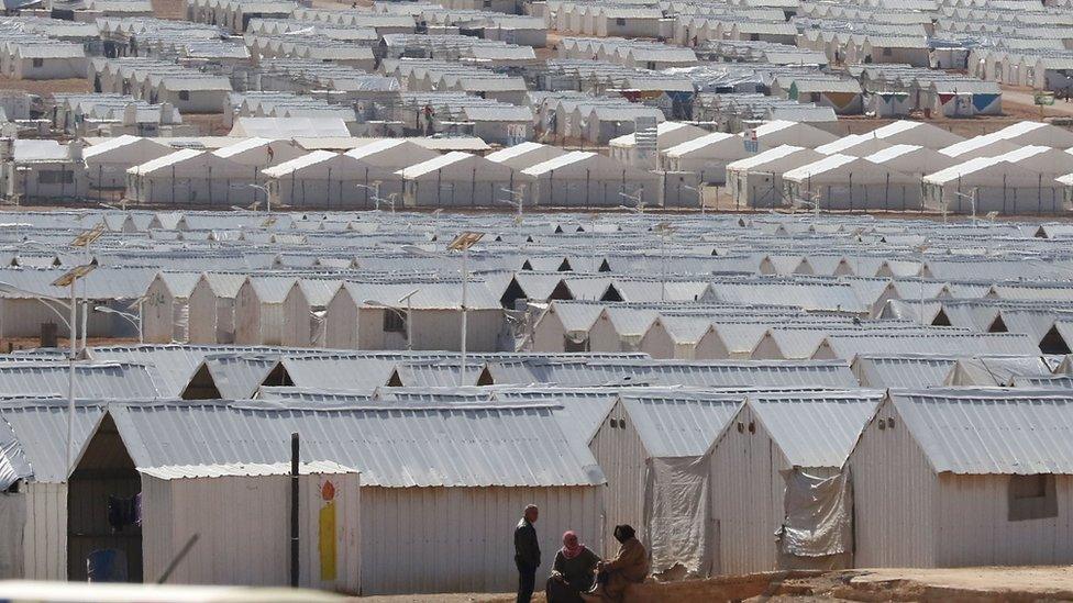 Prefabricated metal homes at the Azraq camp for Syrian refugees in northern Jordan on 30 January 2016