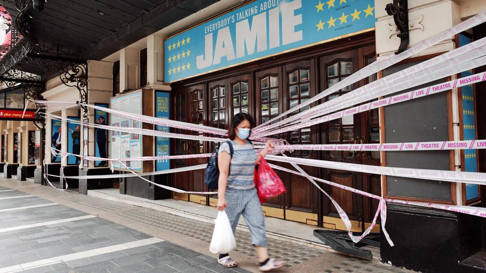 The Apollo was covered in tape as part of the Live Theatre Missing campaign in July