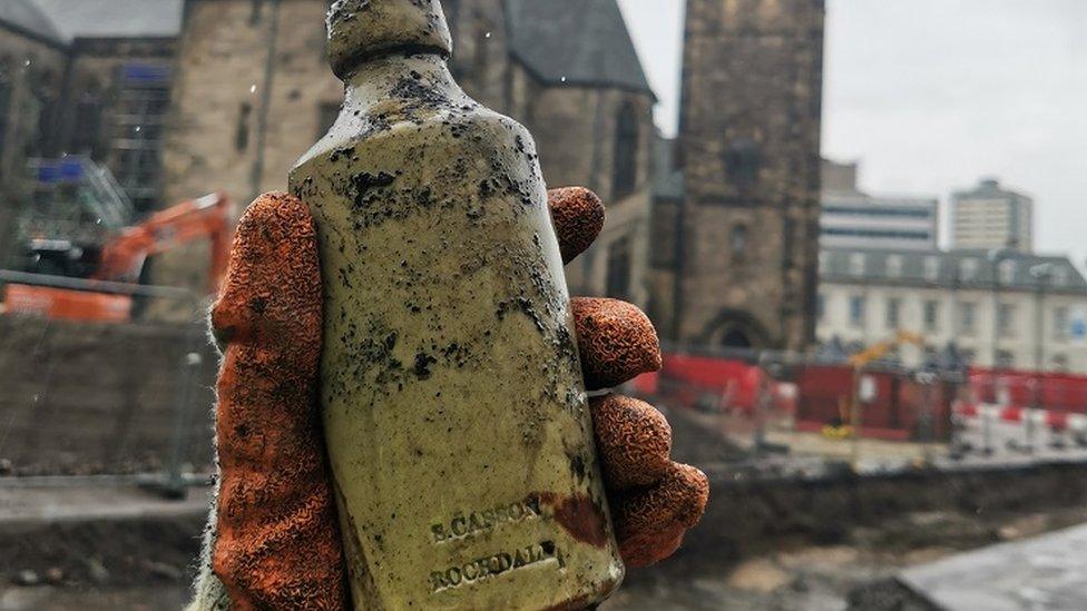 A ginger beer bottle marked 'S Casson, Rochdale'