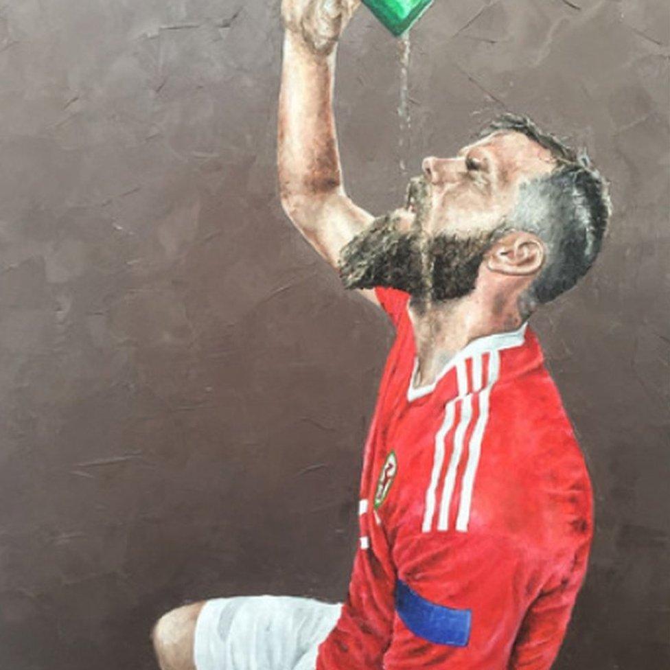 Owain Fon Williams' painting of Joe Ledley