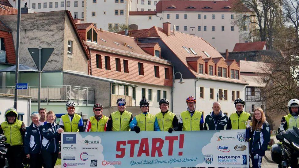 Cyclists at Colditz