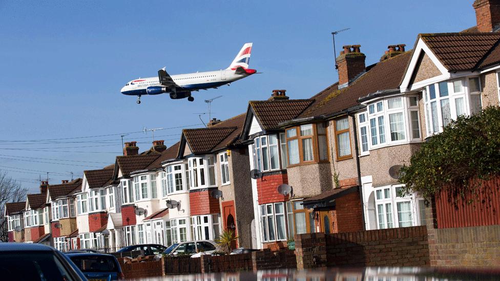 Heathrow plane over houses