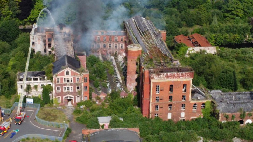 The fire being dealt with at Hilden Mill on 22 June 2021