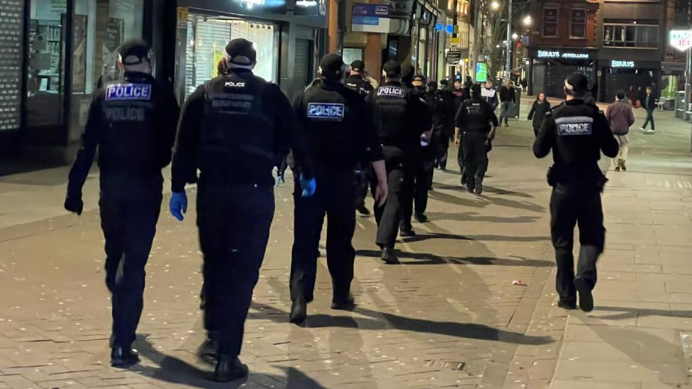 Nottinghamshire Police patrolling in Nottingham