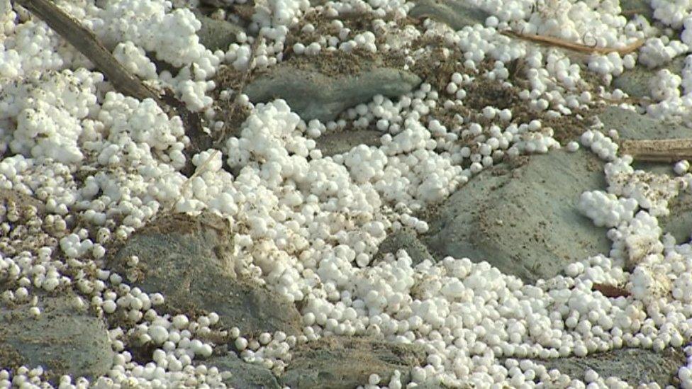 Polystyrene pollution on Anglesey beach