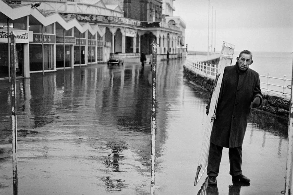 Man walking near the sea