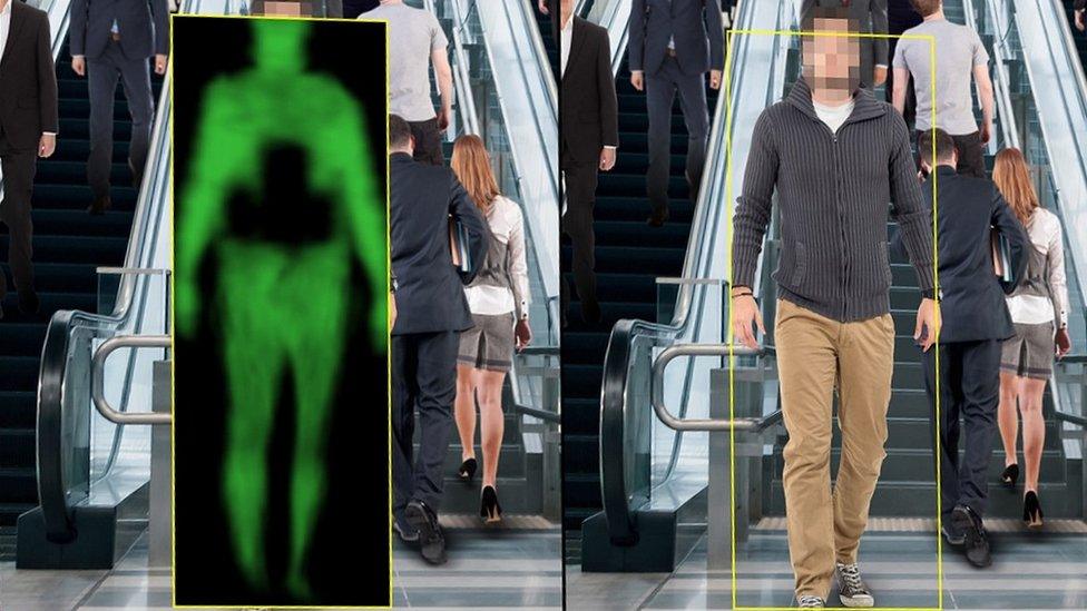 Body scanner at train station