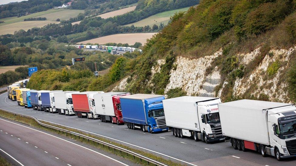 Lorries on the M20