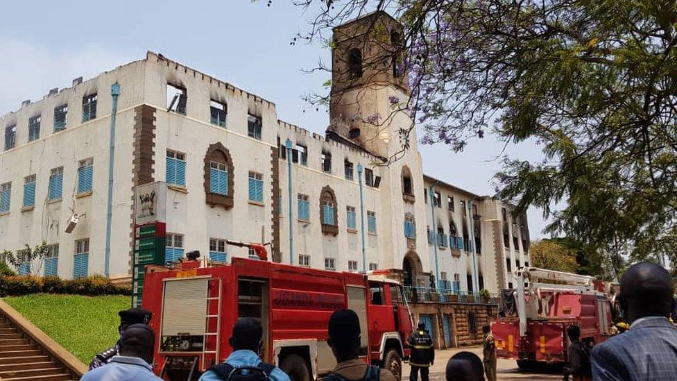 Scene at Makerere University after the fire, Kampala, Uganda - 18 September 2020