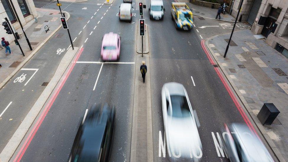 cars on busy road