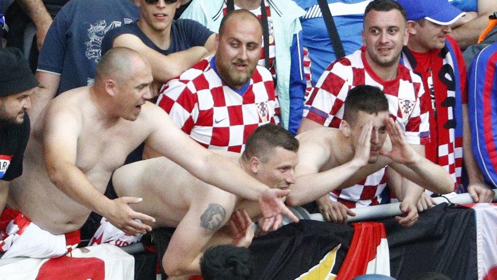 Croatia fans in Saint-Etienne on 17 June