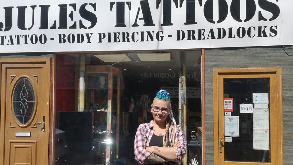 Jules Lee at her tattoo shop