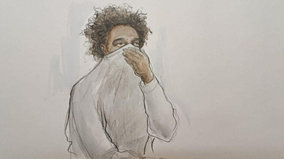 A court sketch of Axel Muganwa Rudakubana, who appeared at Liverpool Crown Court on Thursday