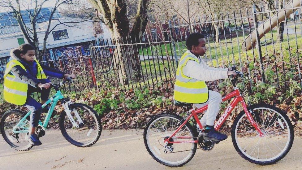 A group of young people cycling with Bristol Somali Youth Voice