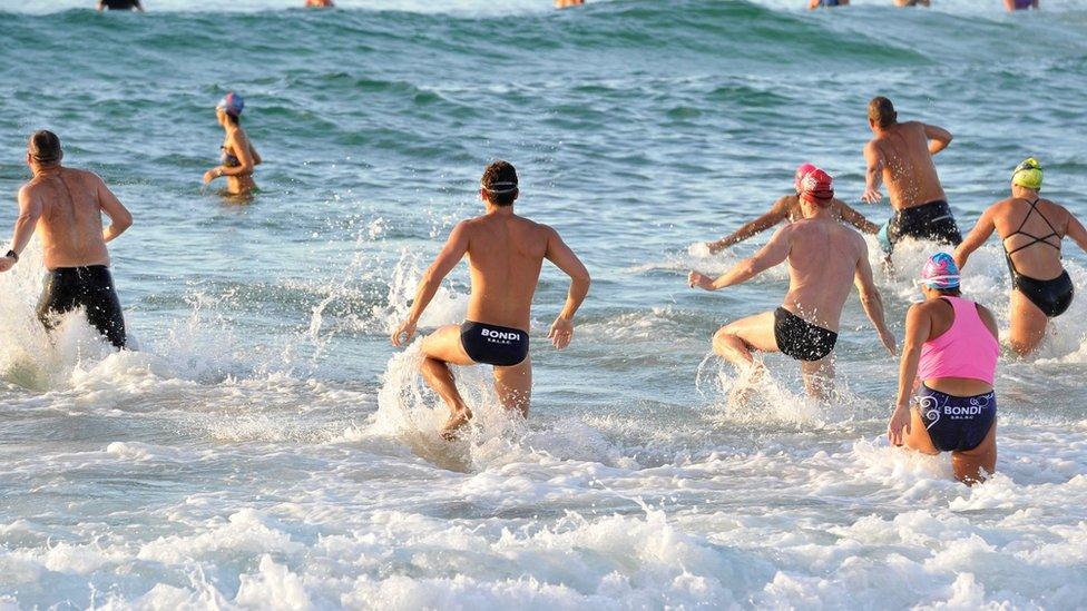 People swimming in the sea