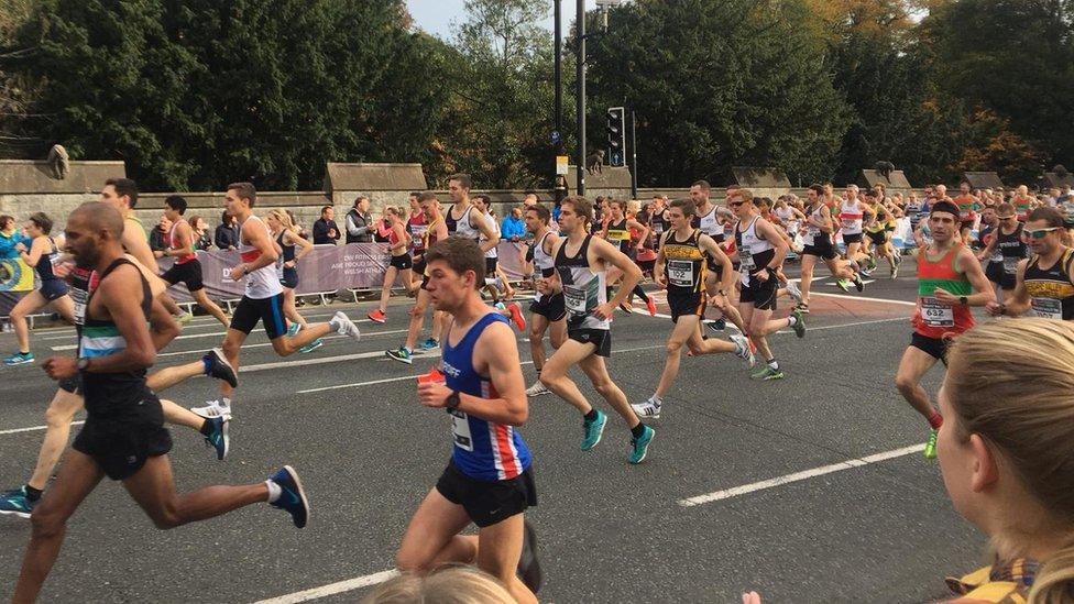 Runners starting the half marathon