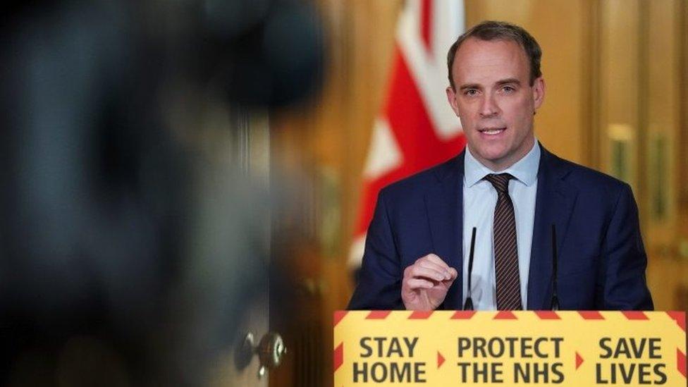 Dominic Raab at the briefing on 7 May