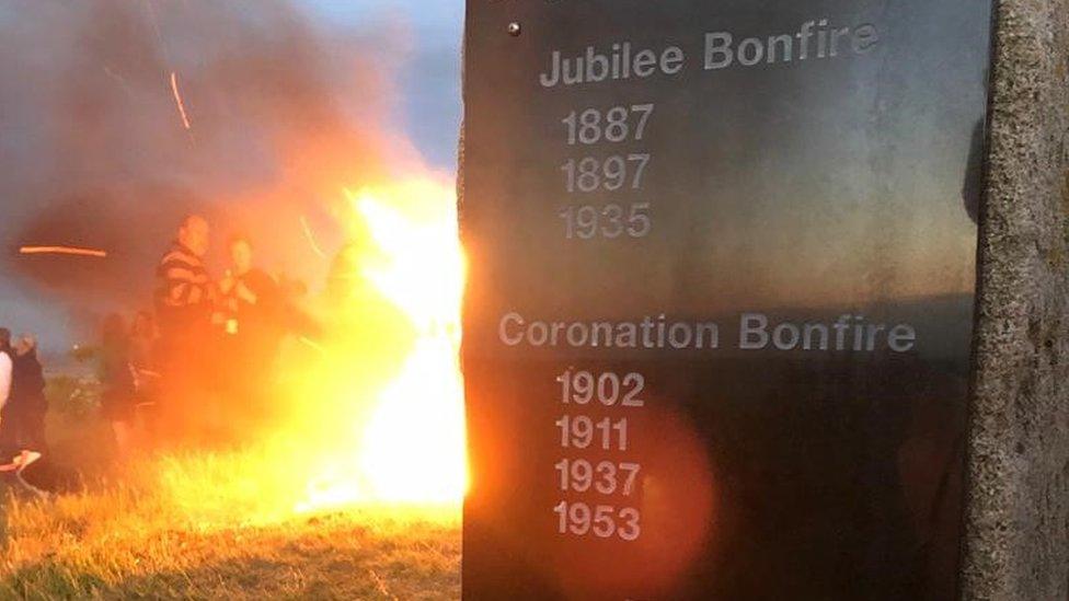 A jubilee bonfire memorial on Brent Knoll on the Somerset levels