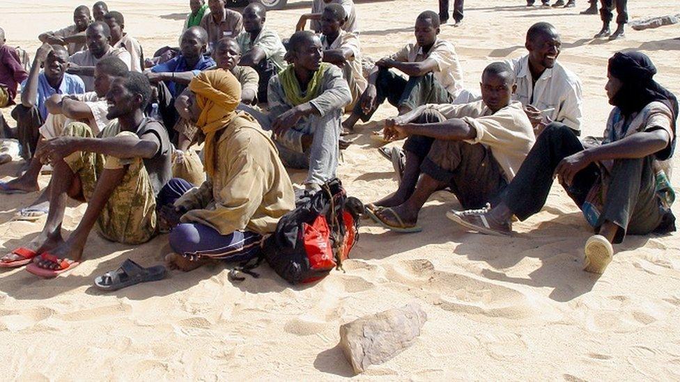 Migrants in the Sahara Desert