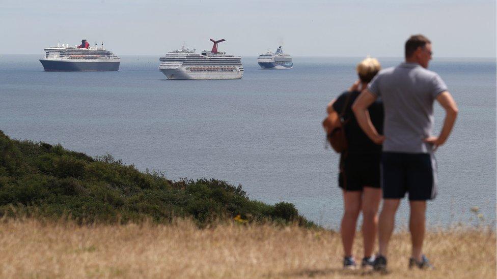 Cruise ships off the coast of Portland