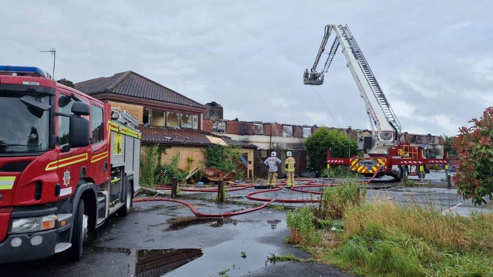 Crews tackling hotel blaze