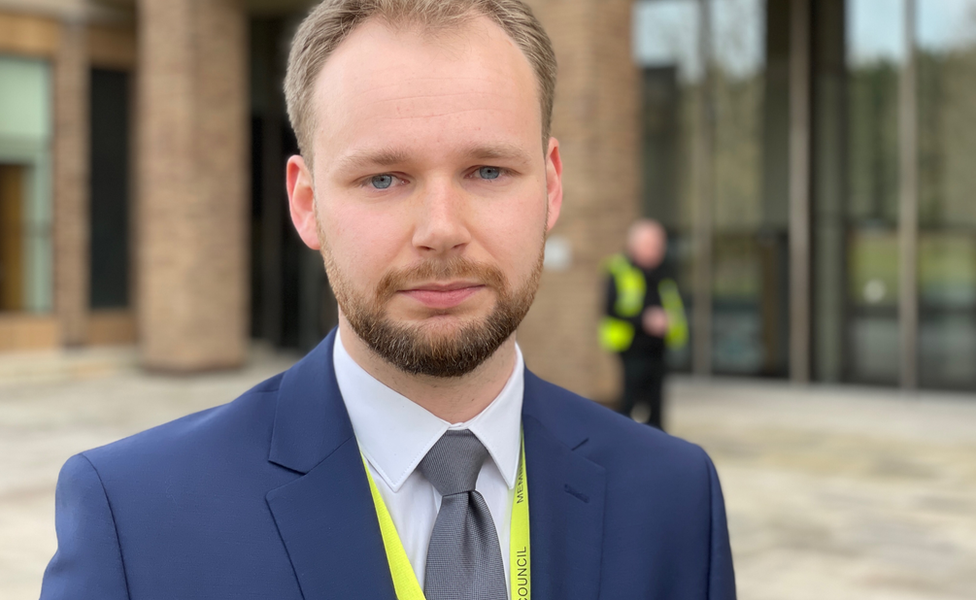 Daniel Elmer, the council's Conservative deputy cabinet member for children's services, outside County Hall in Norwich