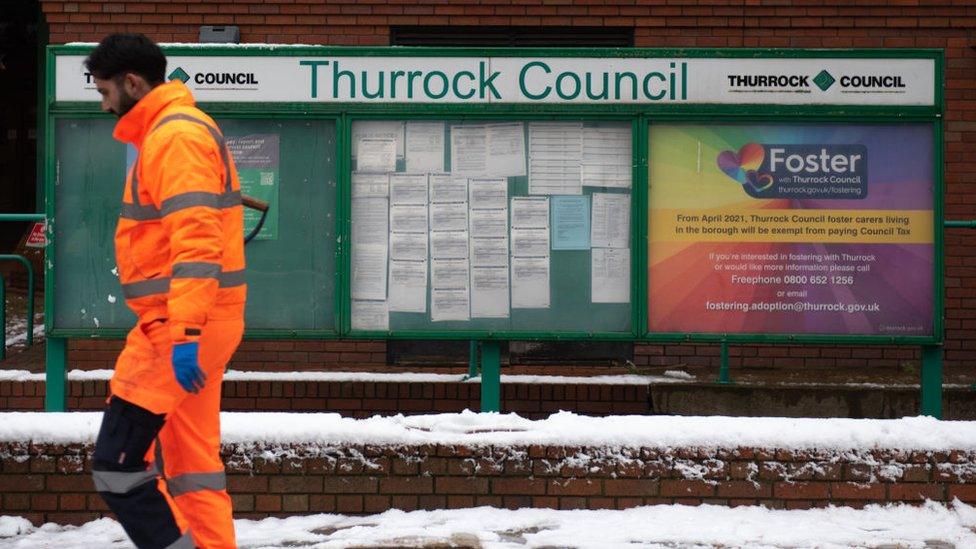 A general exterior view of the Thurrock Council civic offices on December 12, 2022 in Grays, Thurrock, England