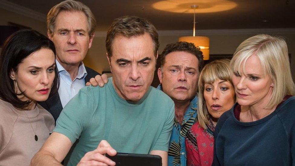 L-R: Tina Reynolds [Leanne Best], David Marsden [Robert Bathurst], Adam Williams [James Nesbitt], Pete Gifford [John Thomson], Jenny Gifford [Fay Ripley] and Karen Marsden [Hermione Norris]