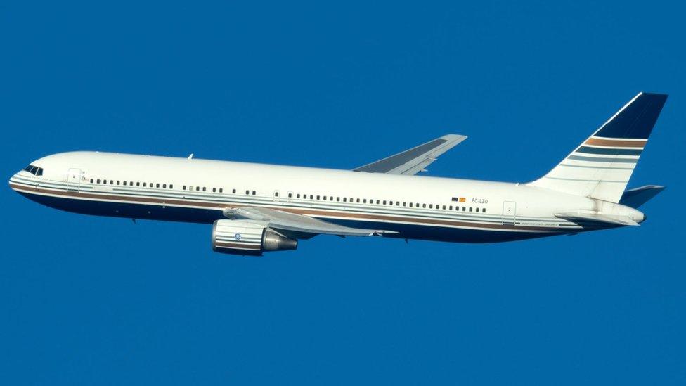 Boeing 767-35D/ER chartered by the government to fly asylum seekers to Rwanda