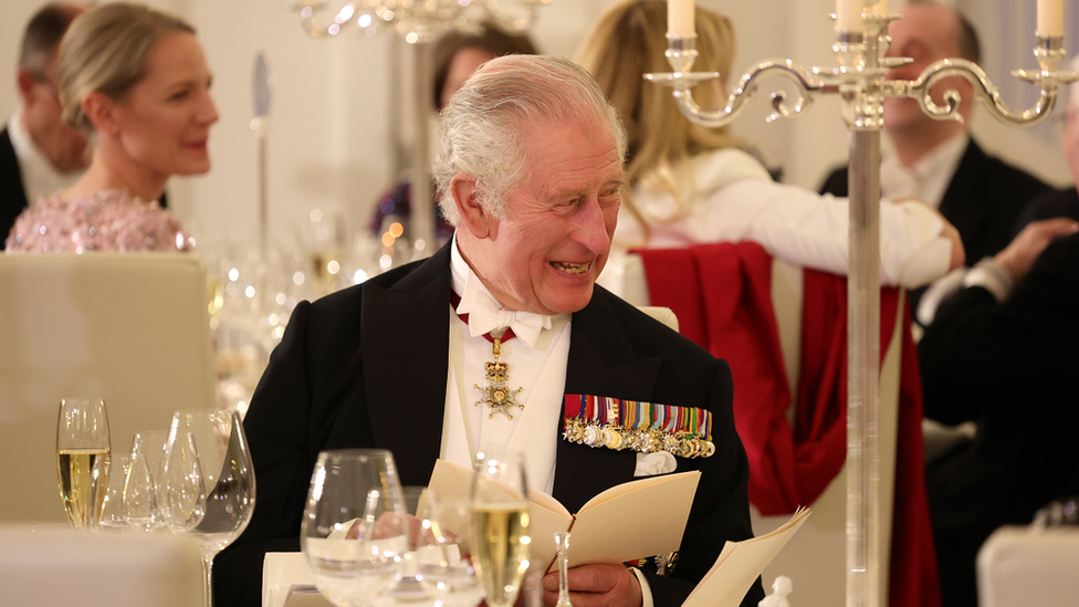 King Charles at a state banquet in Berlin