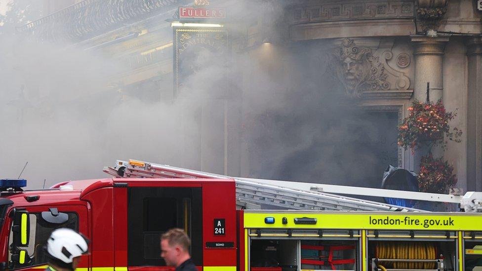 Firefighters at the Admiralty pub