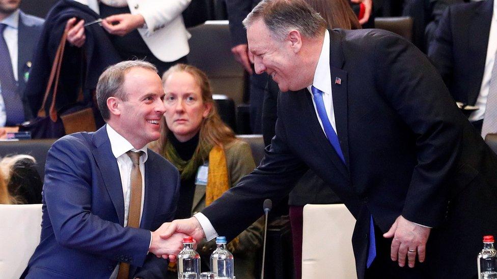 Dominic Raab and US foreign secretary of state Mike Pompeo