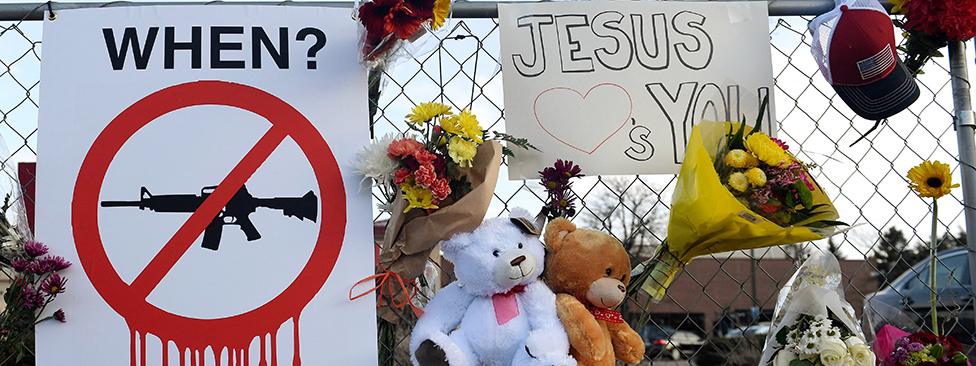 A memorial for those killed in a shooting