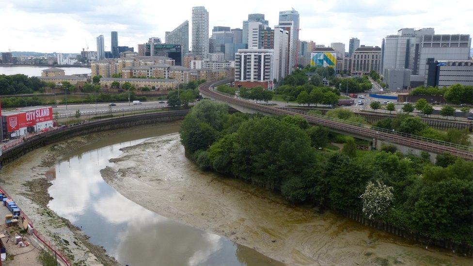 view from a flat at London city island